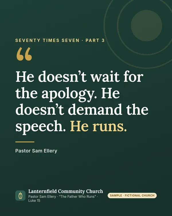 Quote card: He doesn't wait for the apology. He doesn't demand the speech. He runs.